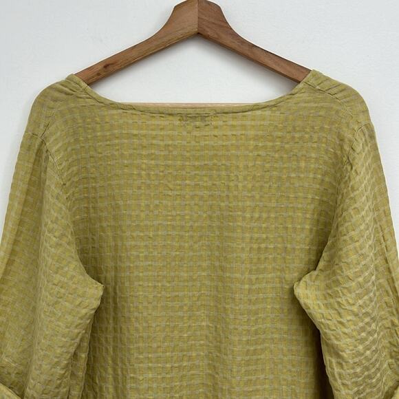 Linnea Linen-Blend Artsy Lagenlook Boxy Roll Tab Lightweight Wide Neck Top Small - Picture 7 of 14